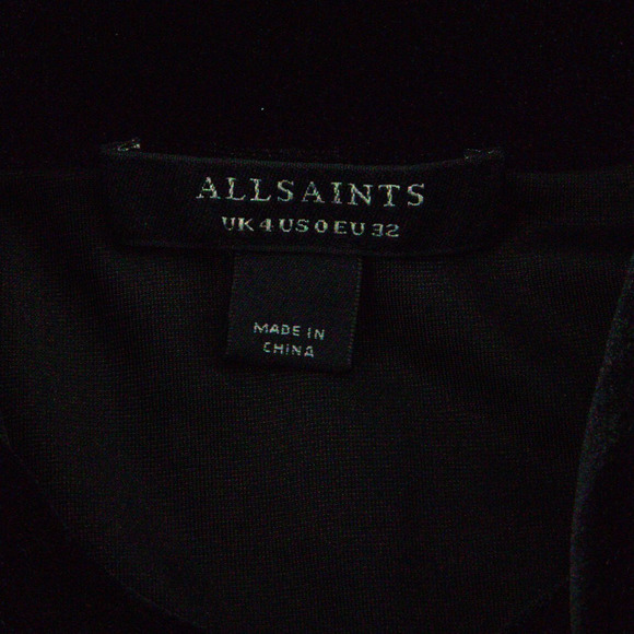 AllSaints Size 0 Black Delta Velvet Off the Shoulder Cross Over V Neck Knit Top - Picture 4 of 6